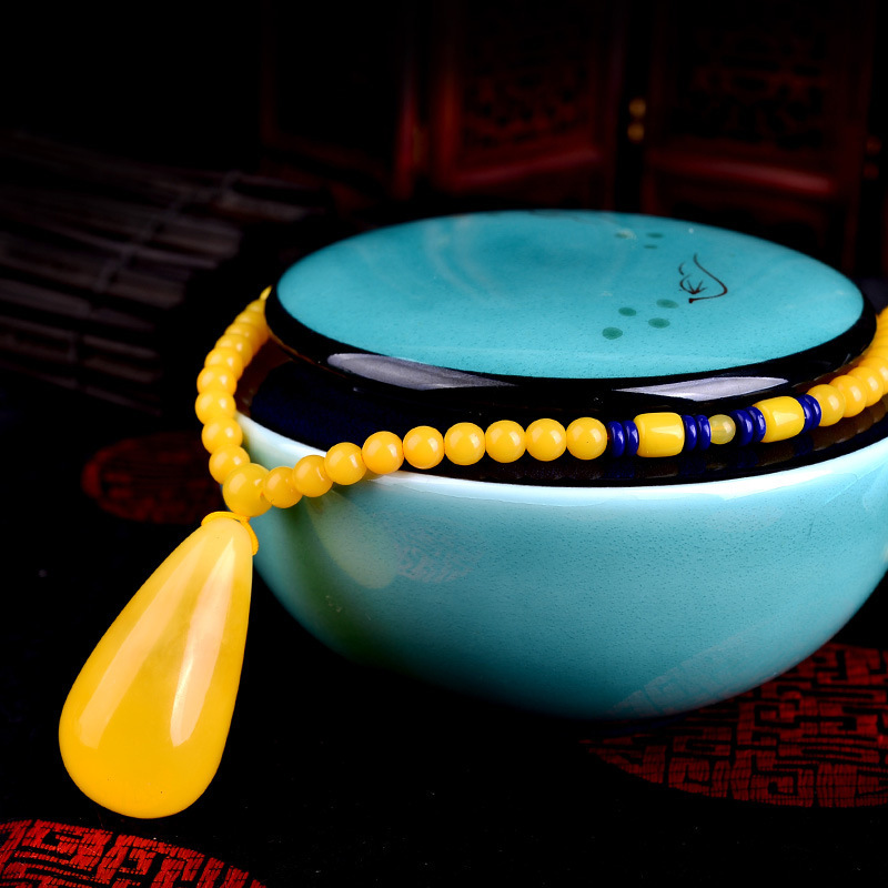 水滴蜜蠟鎖骨項鏈