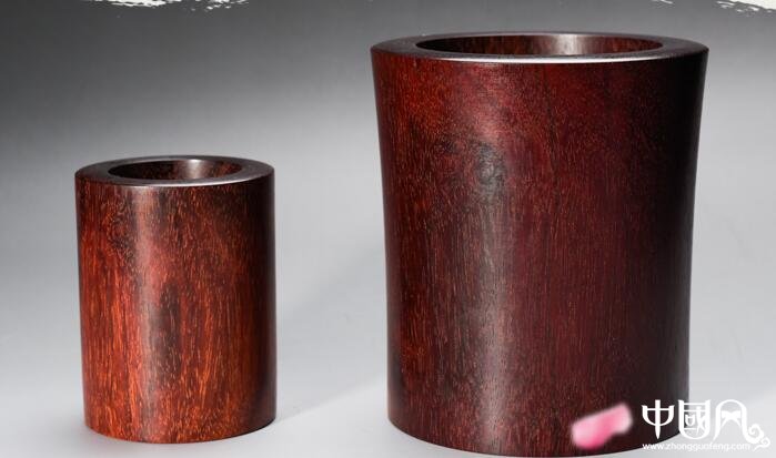 小葉紫檀筆筒，紅木筆筒