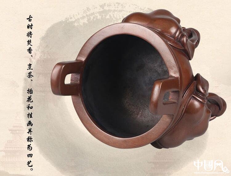 純銅香爐，象首三足香薰爐紫銅檀香爐