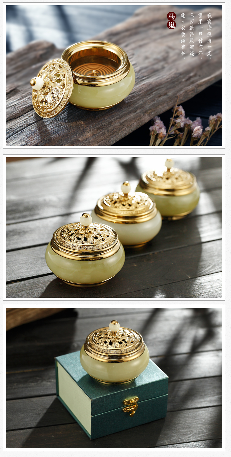 銅鑲玉香爐，純銅盤(pán)香爐