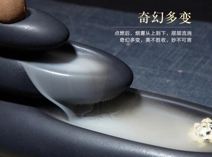 西藏瑪尼堆倒流香爐，創(chuàng)意陶瓷塔香倒流香香爐