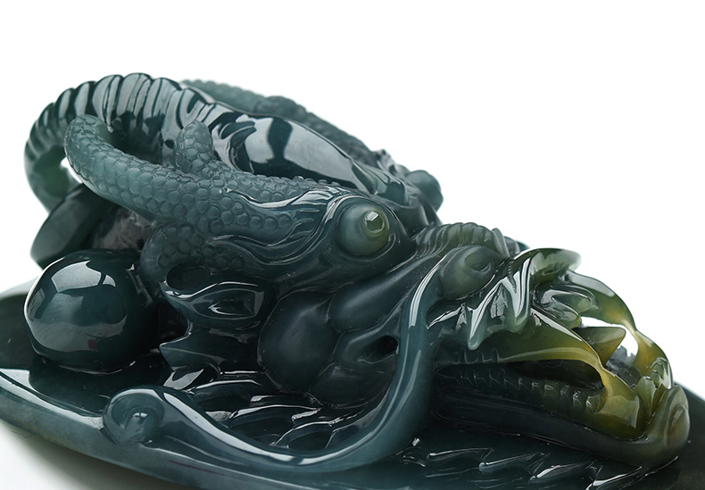 果敢翡翠，藍(lán)水翡翠龍牌玉器