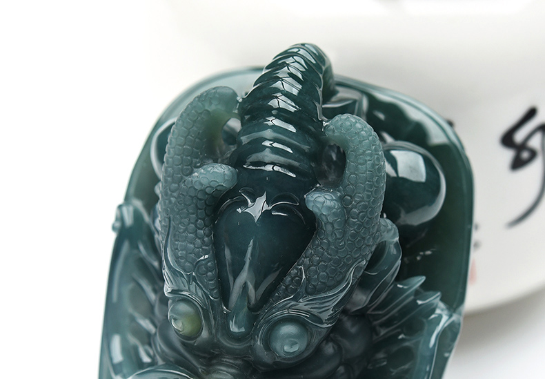 果敢翡翠，藍(lán)水翡翠龍牌玉器