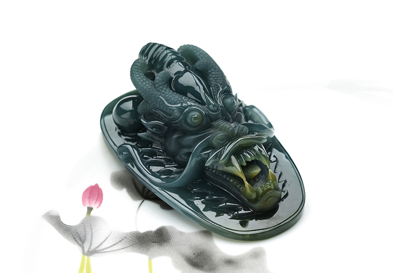 果敢翡翠，藍(lán)水翡翠龍牌玉器