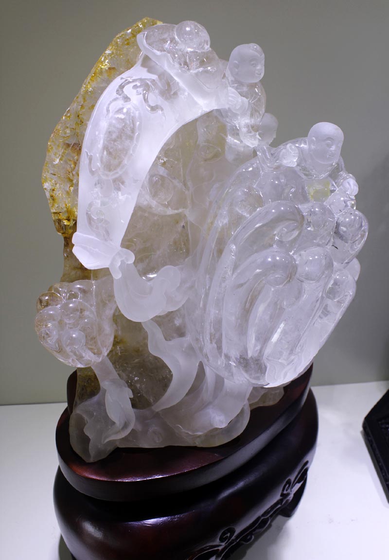 東海水晶雕刻，天然白水晶佛手福瓜象征萬事如