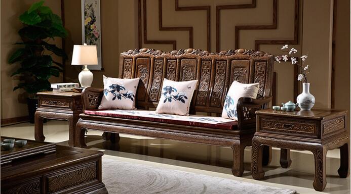 紅木實(shí)木家具，雞翅木山水萬字沙發(fā)