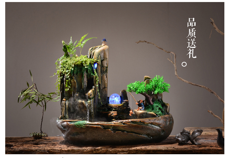 假山流水噴泉，招財(cái)假山噴泉流水盆景