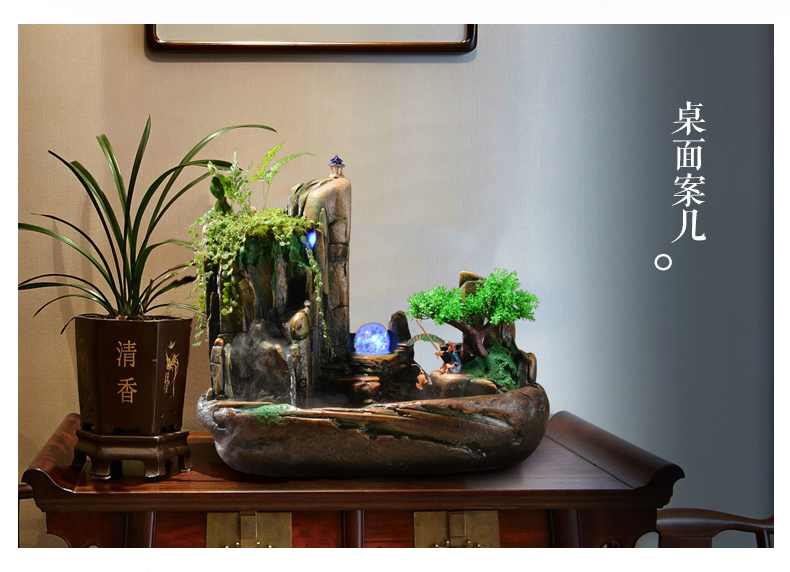 假山流水噴泉，招財(cái)假山噴泉流水盆景