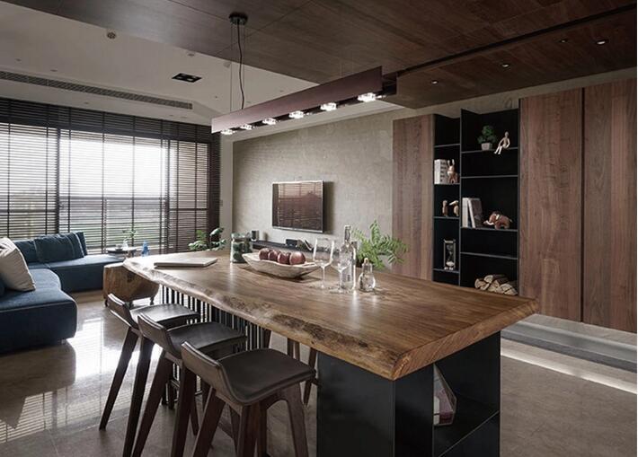 復(fù)古工業(yè)風(fēng)北歐實木鐵藝餐桌