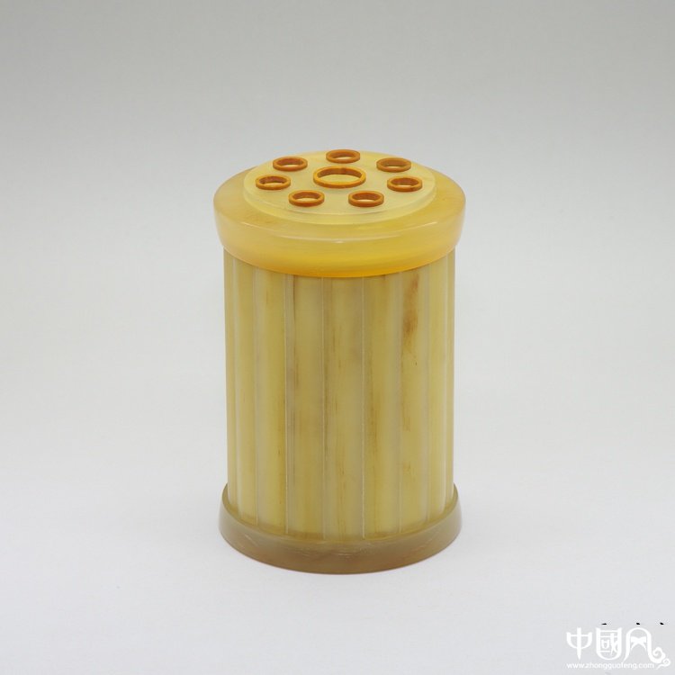 明制牛角開窗蟈蟈筒海派精品