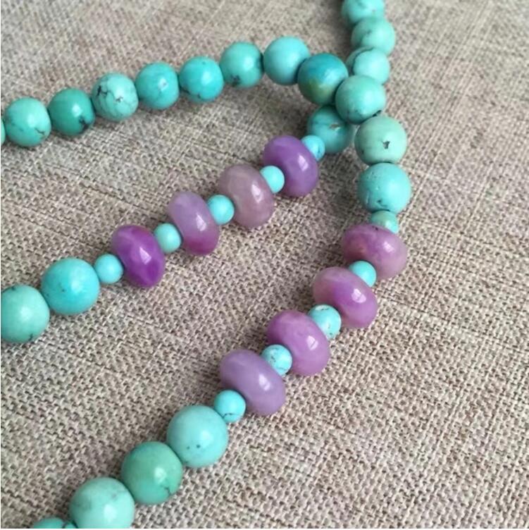 老礦冰種綠松石項(xiàng)鏈，綠松石項(xiàng)鏈搭配