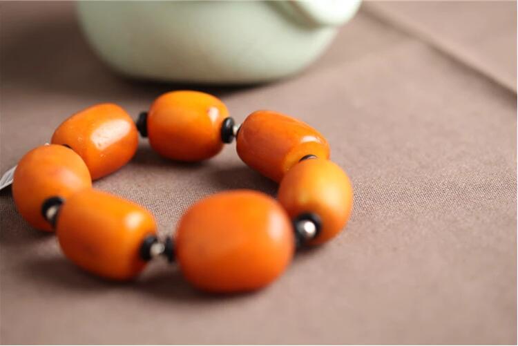 福連文苑天然琥珀老蜜蠟手串