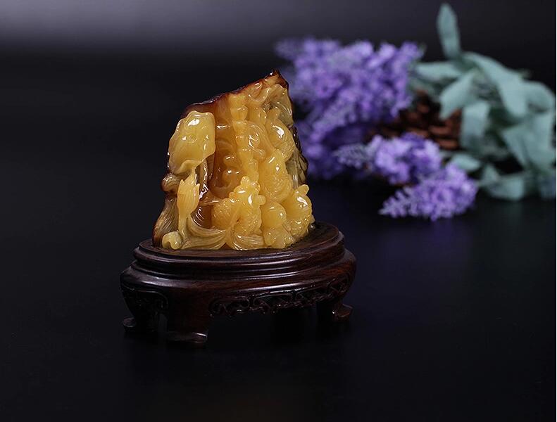 天然波羅的海琥珀蜜蠟金玉滿(mǎn)堂擺件