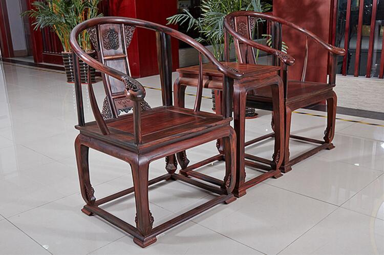 大紅酸枝中式實(shí)木皇宮椅三件套