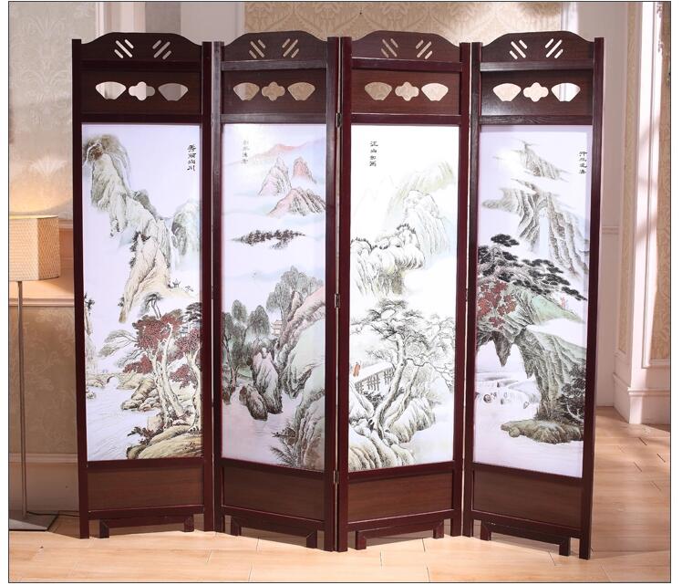 古典實木屏風福連文苑山屏風隔斷