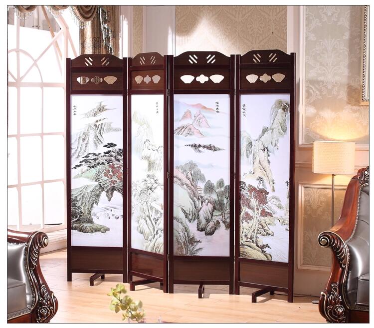 古典實木屏風福連文苑山屏風隔斷