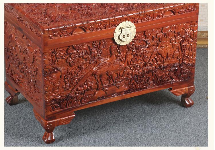 中式仿古雕花婚嫁箱全香樟木箱子