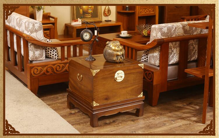 仿古中式正方形樟木箱子