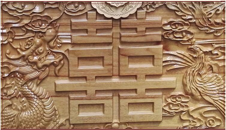 福連文苑龍鳳雙喜香樟木箱子