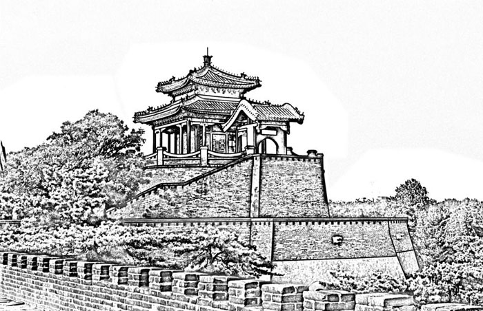 福連文苑手繪叢臺亭臺樓閣