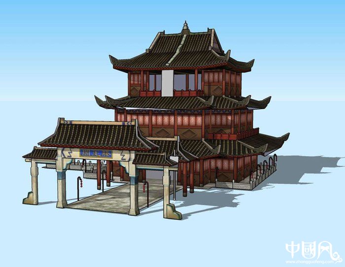 福連文苑滕王閣亭臺樓閣模型