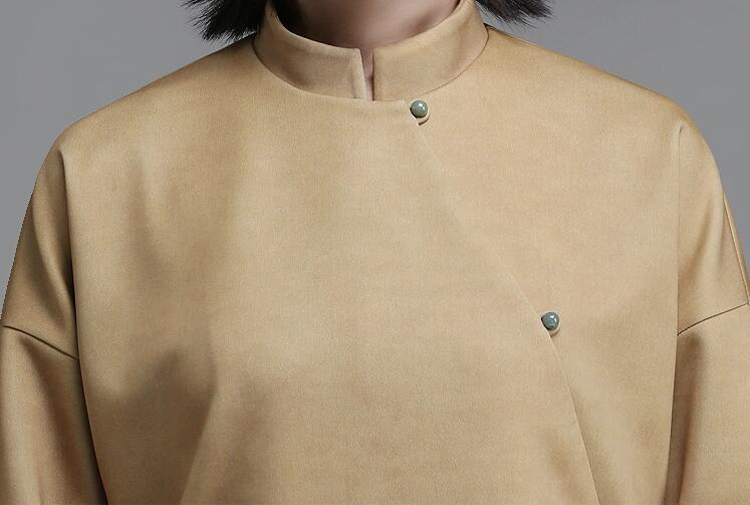 福連文苑立領(lǐng)斜襟落肩袖不對稱中式改良唐裝