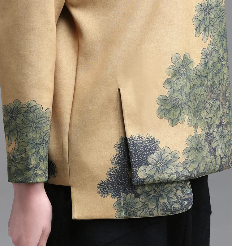 福連文苑立領(lǐng)斜襟落肩袖不對稱中式改良唐裝