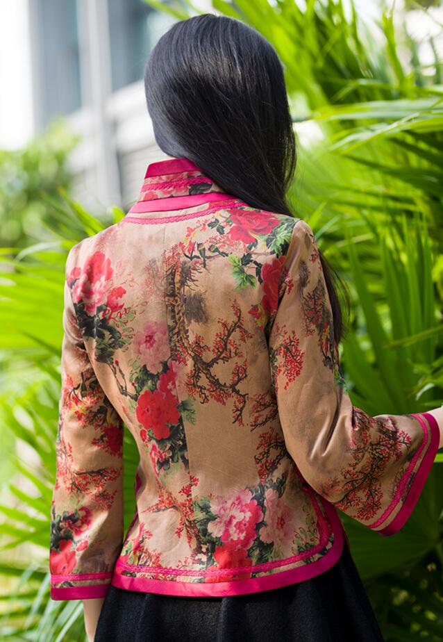 復古中式真絲唐裝女