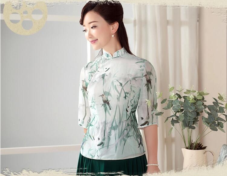 七分袖唐裝福連文苑上衣