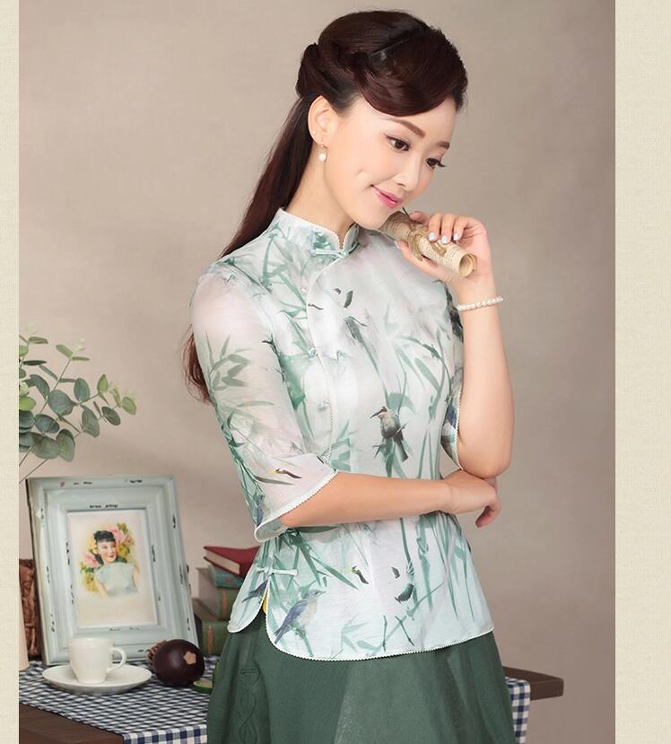 七分袖唐裝福連文苑上衣