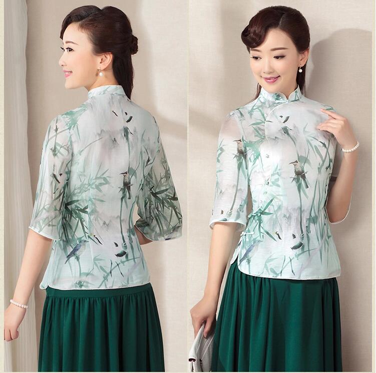 七分袖唐裝福連文苑上衣