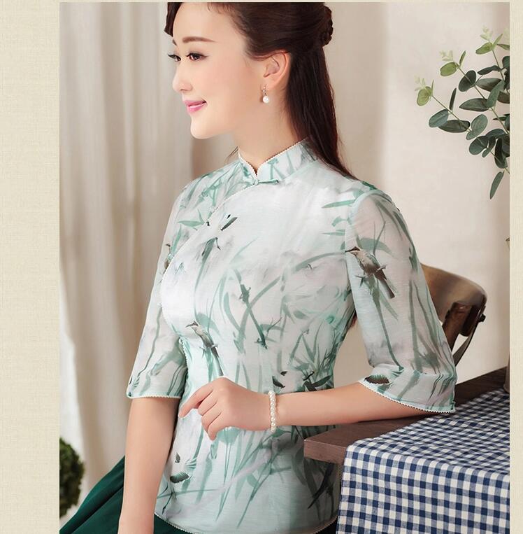 七分袖唐裝福連文苑上衣