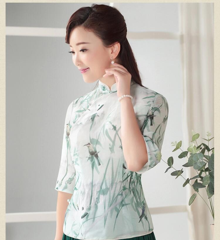 七分袖唐裝福連文苑上衣