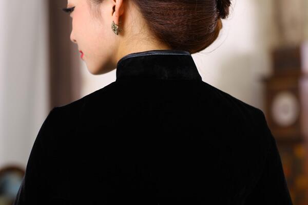 唐裝女長袖絲絨上衣