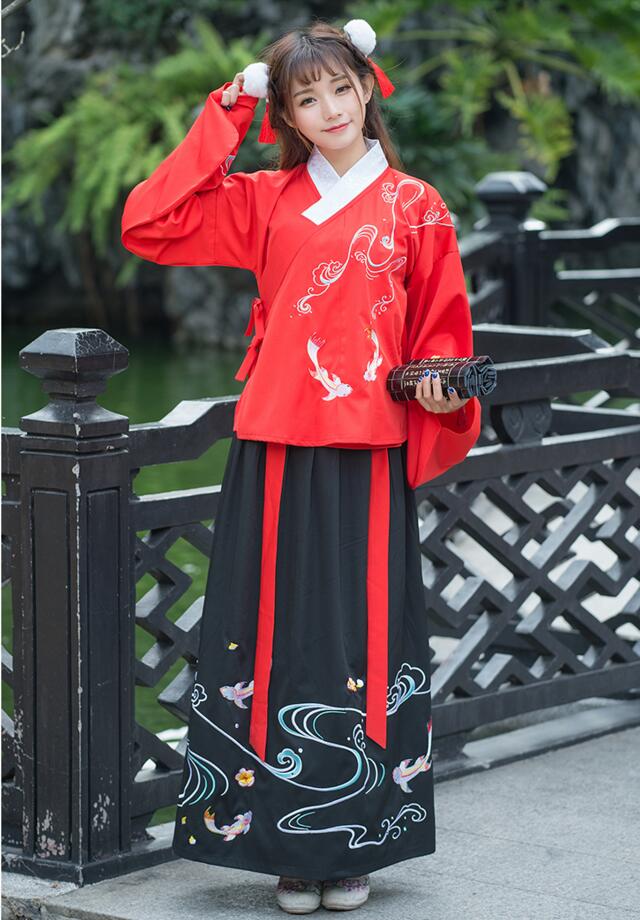 改良福連文苑襖裙刺繡花襦裙古裝圖片