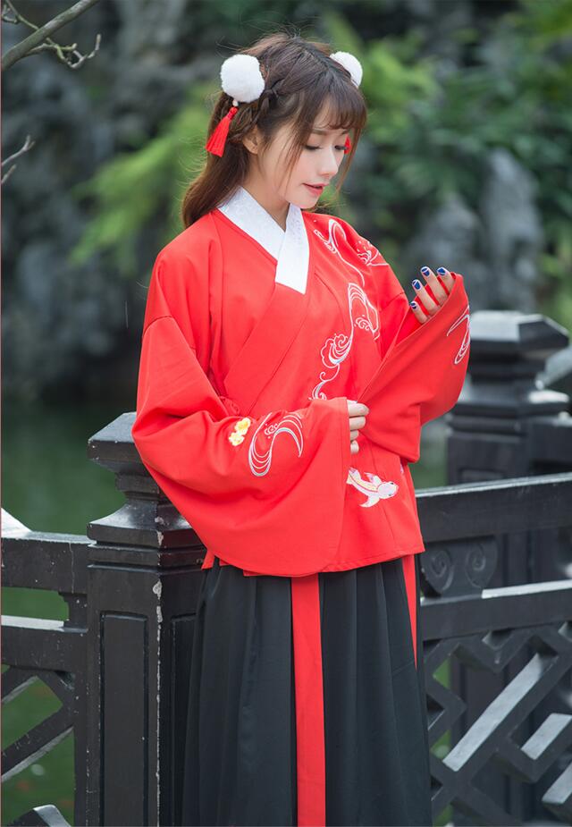 改良福連文苑襖裙刺繡花襦裙古裝圖片