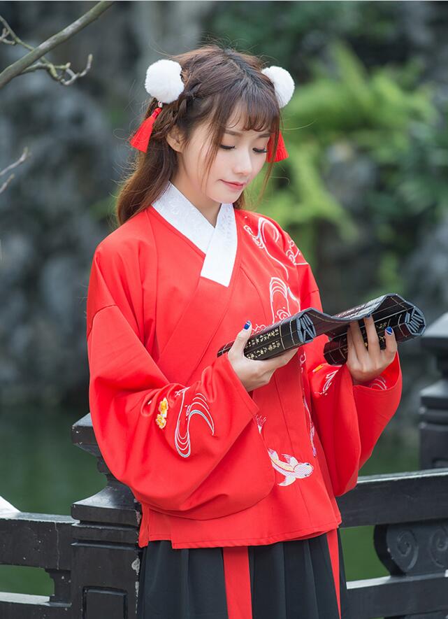 改良福連文苑襖裙刺繡花襦裙古裝圖片