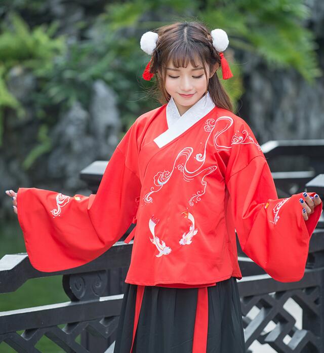 改良福連文苑襖裙刺繡花襦裙古裝圖片