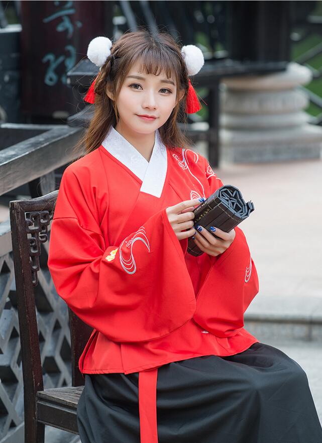 改良福連文苑襖裙刺繡花襦裙古裝圖片