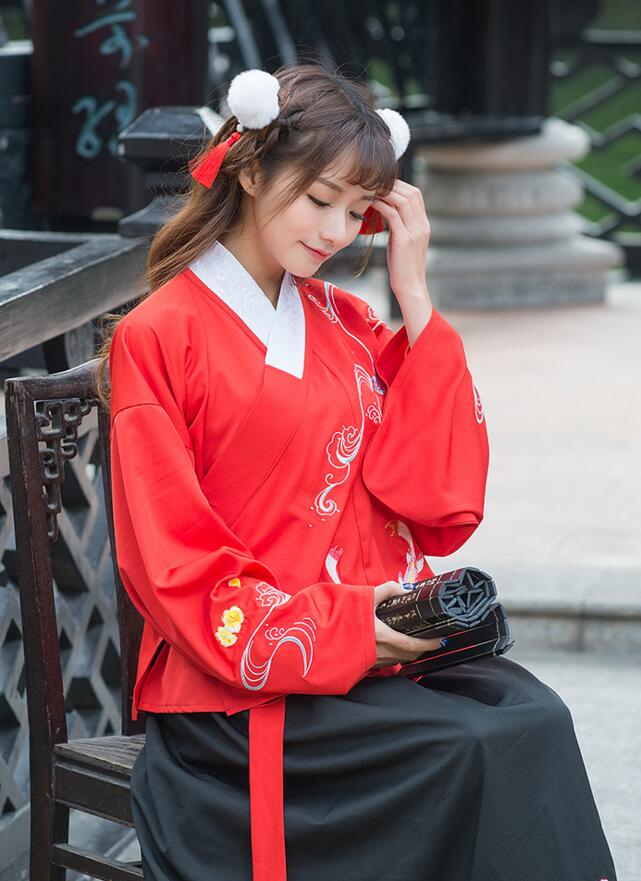 改良福連文苑襖裙刺繡花襦裙古裝圖片