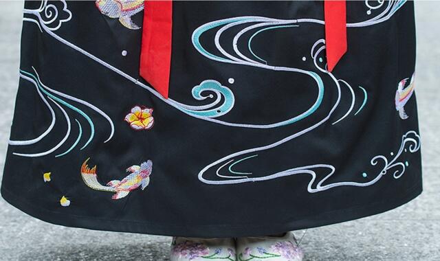 改良福連文苑襖裙刺繡花襦裙古裝圖片