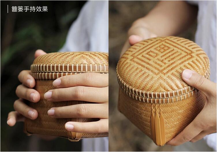 福連文苑手工編織收納篚簍竹編