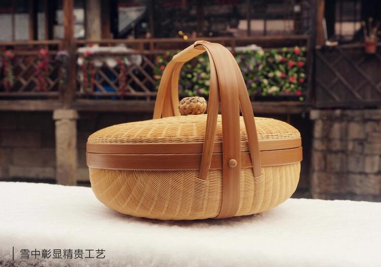 竹編制品福連文苑茶點(diǎn)收納簞籃