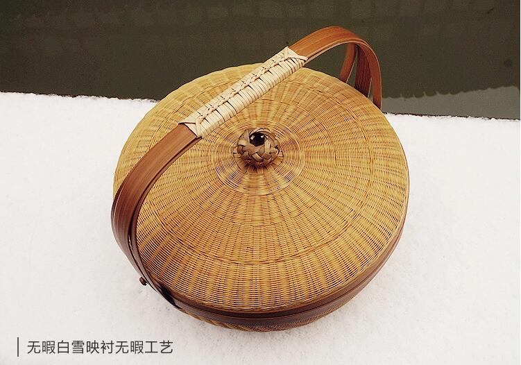 竹編制品福連文苑茶點(diǎn)收納簞籃