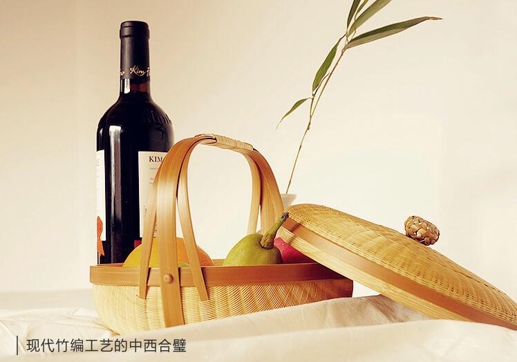 竹編制品福連文苑茶點(diǎn)收納簞籃