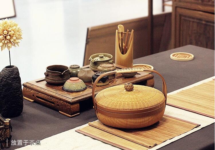 竹編制品福連文苑茶點(diǎn)收納簞籃