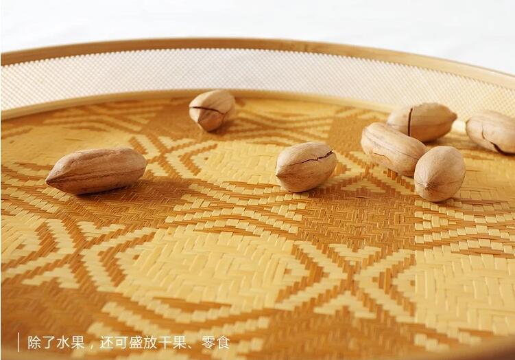福連文苑家用竹編茶點(diǎn)收納托盤