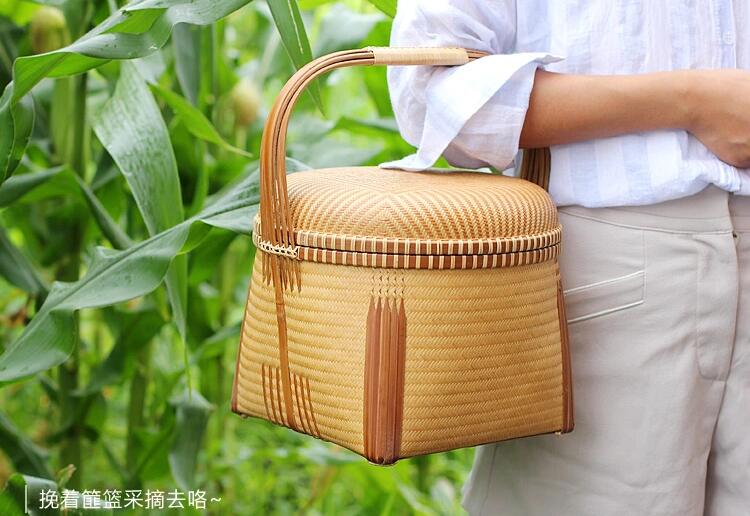 福連文苑竹編收藏品手工竹籃