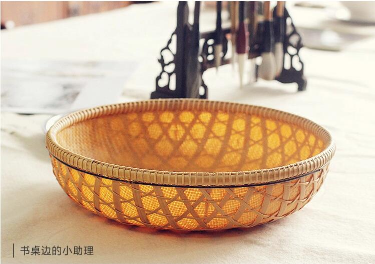 福連文苑家用竹編零食收納竹匾