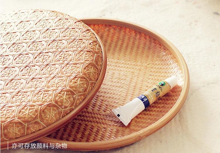 福連文苑家用竹編茶點(diǎn)收納雪花簞